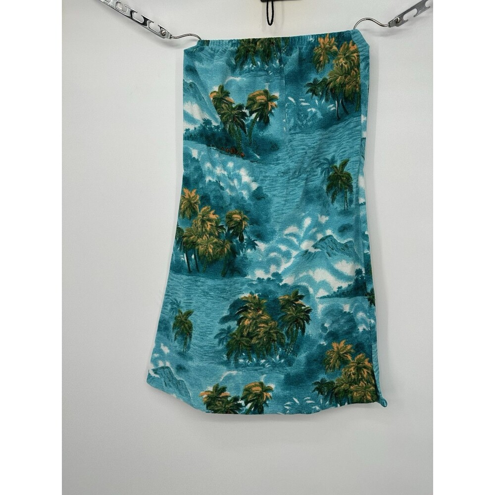 Hawaiian Ocean Vintage Tropical Print Mini Dress Strapless Summer Towel cloth
